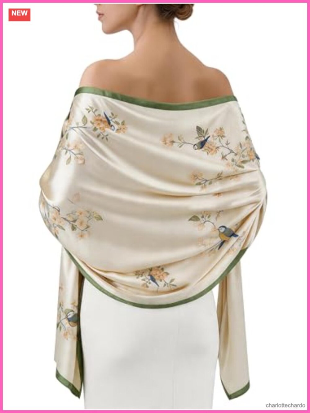 Long Chiffon Shawl Silk-Feel Satin Evening Wrap Scarf Formal